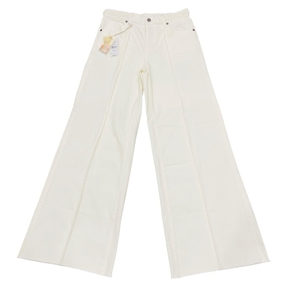 Johnny Was The Braided Wide Leg High Rise Stretch Jean White $278 NWT - Picture 3 of 11